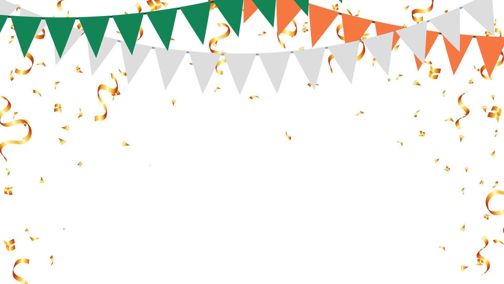 Ireland color concept decoration elements bunting paper flags and confetti. birthday, party, anniversary, holiday vector