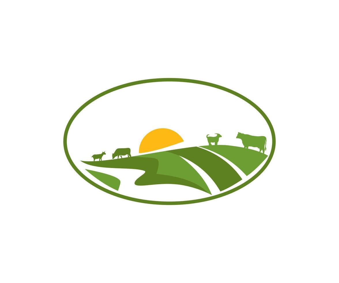 Cattle animal farm livestock logo icon and template illustration vector
