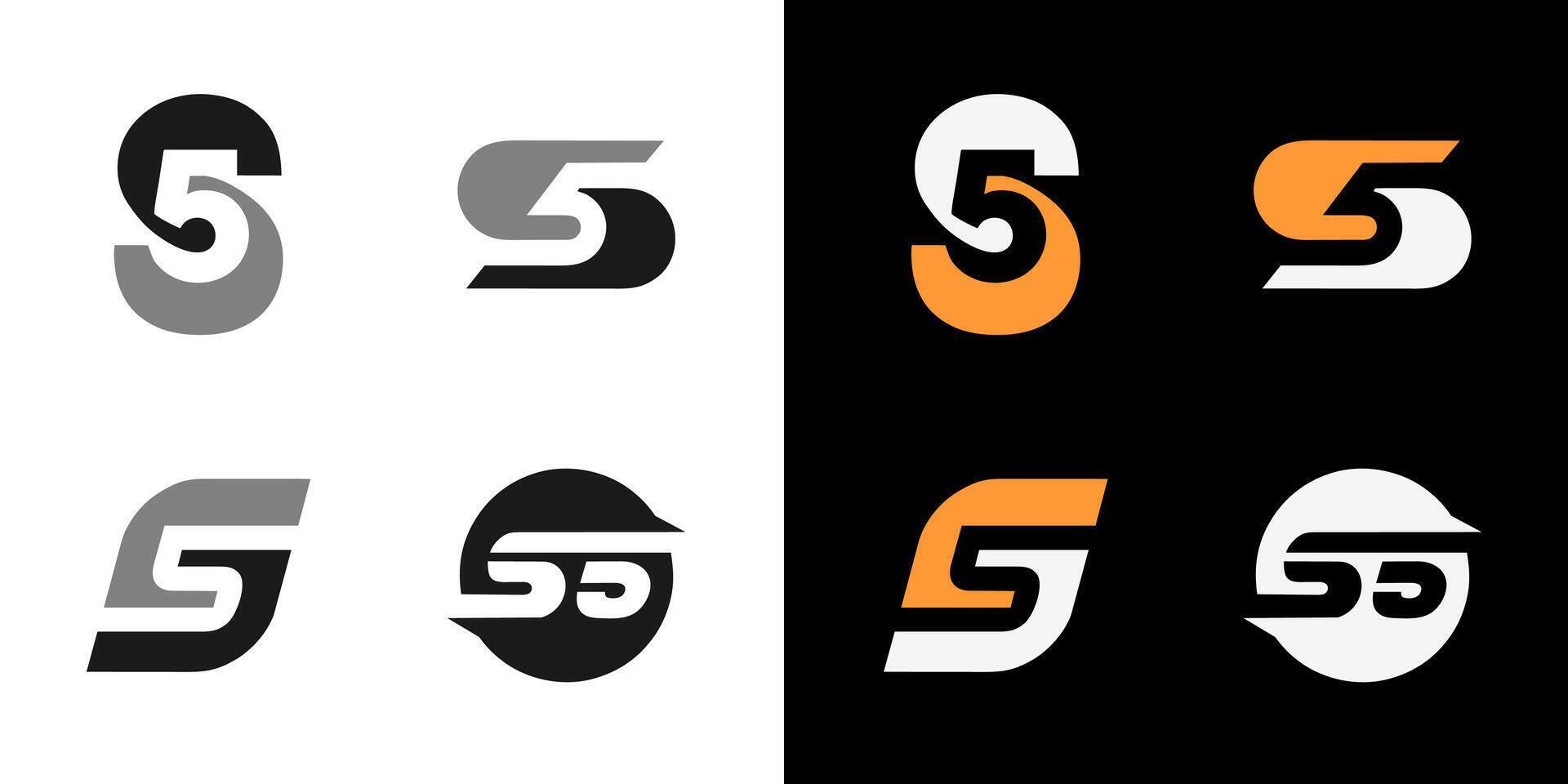 S5 icon logo vector illustration. Initial emblem. set collection