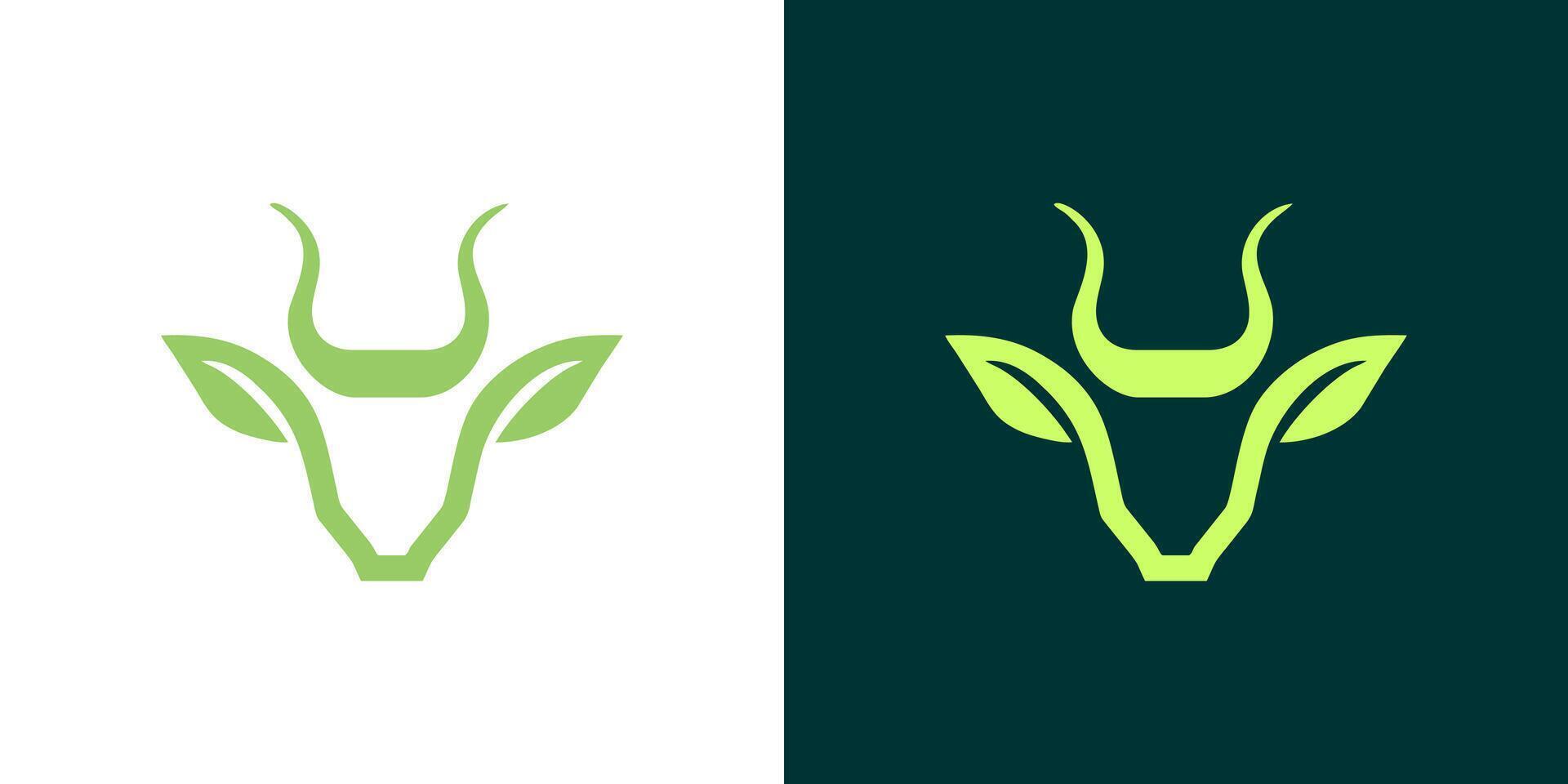 Goat leaf logo. head goat vector illustration