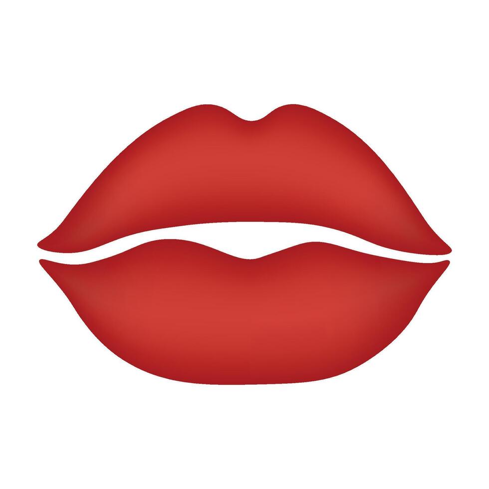 Beautiful 3d red matte lips isolated on a transparent background. Happy Valentine's Day or Women's day. Vector illustration.