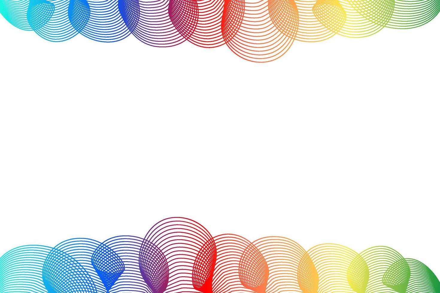 Border of abstract multicolored curls isolated on transparent background. Place for text. Vector illustration.