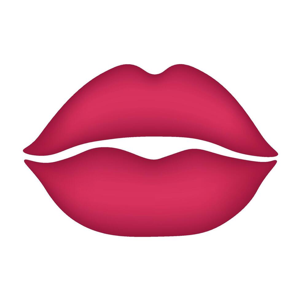 Beautiful 3d pink matte lips isolated on a transparent background. Happy Valentine's Day or Women's day. Vector illustration.