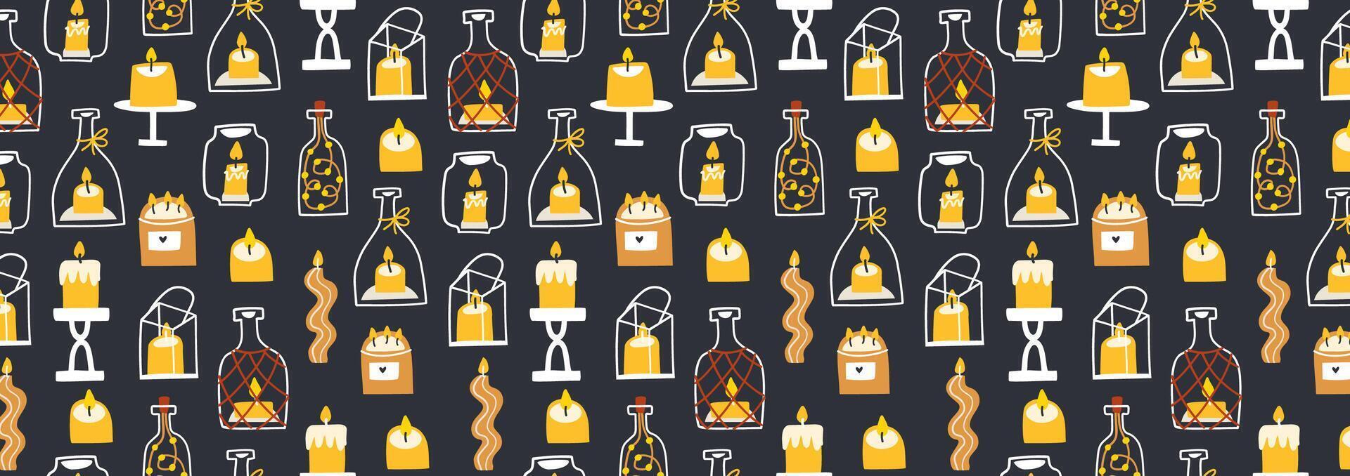 pattern with candles of different shapes and sizes. vector illustration in flat style. design for fabric, paper, background, etc.