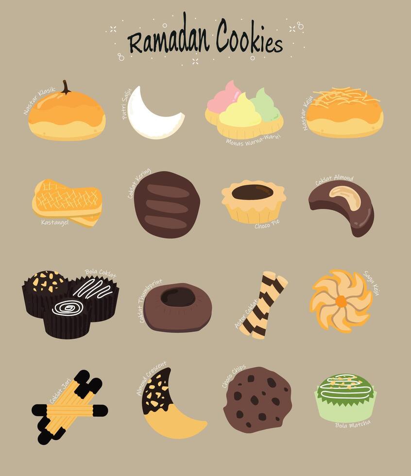 clasificado Ramadán galletas vector ilustración