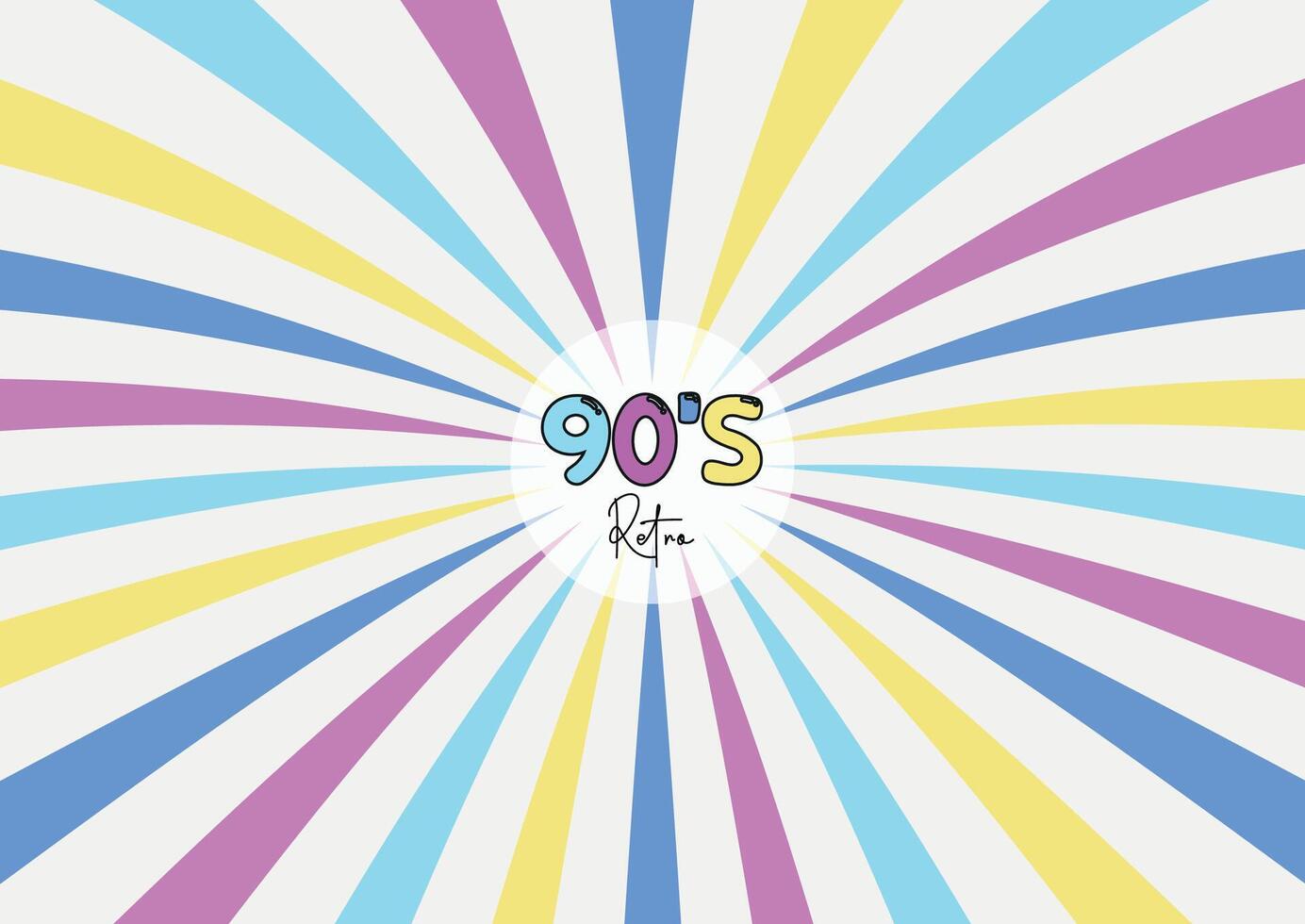 90s Retro Background Illustration with Rays. vector