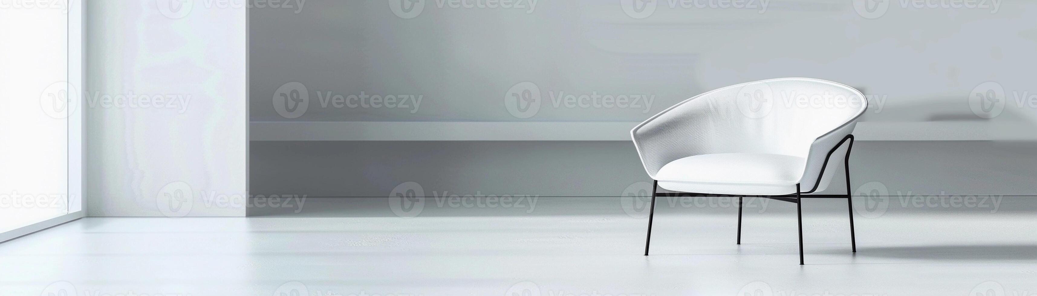 AI generated Modern minimalist chair positioned elegantly on a white background, focus on the clean lines, simple silhouette, and subtle details of the chair's design, generative AI photo