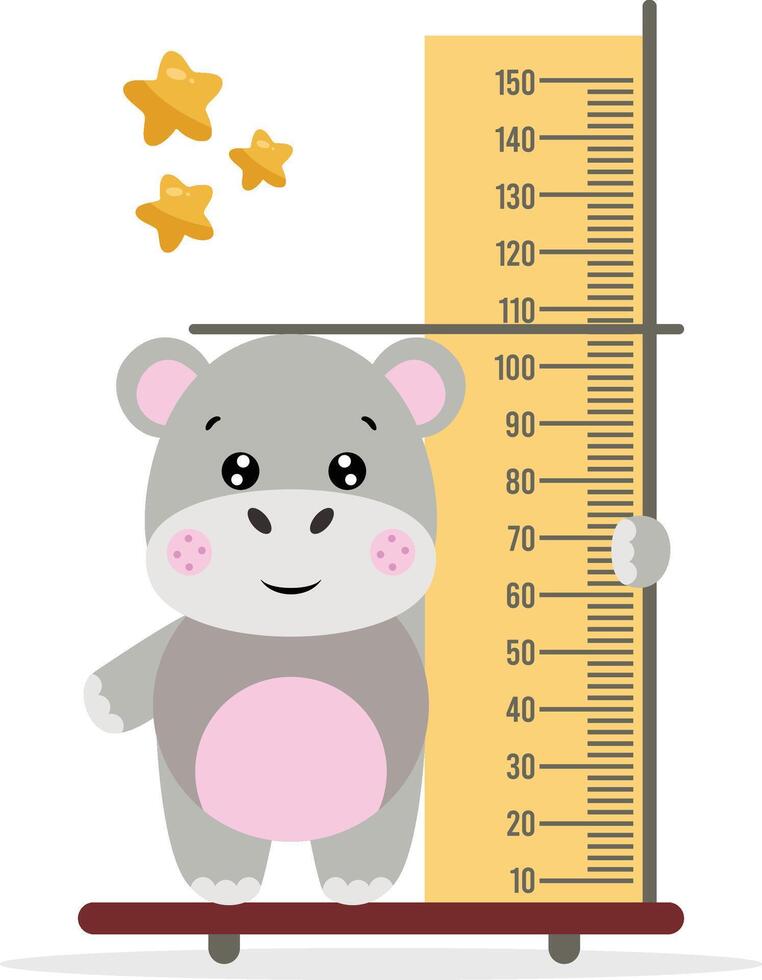 Cute hippo ruler for baby growth vector