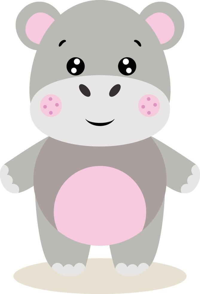 Cute little hippo isolated on white vector