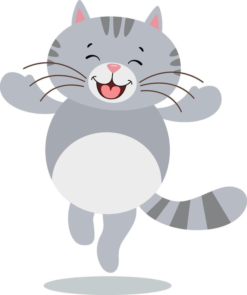 linda gato riendo contento aislado en blanco vector