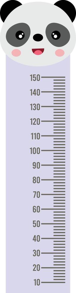 Cute face panda standing on a ruler for baby growth vector