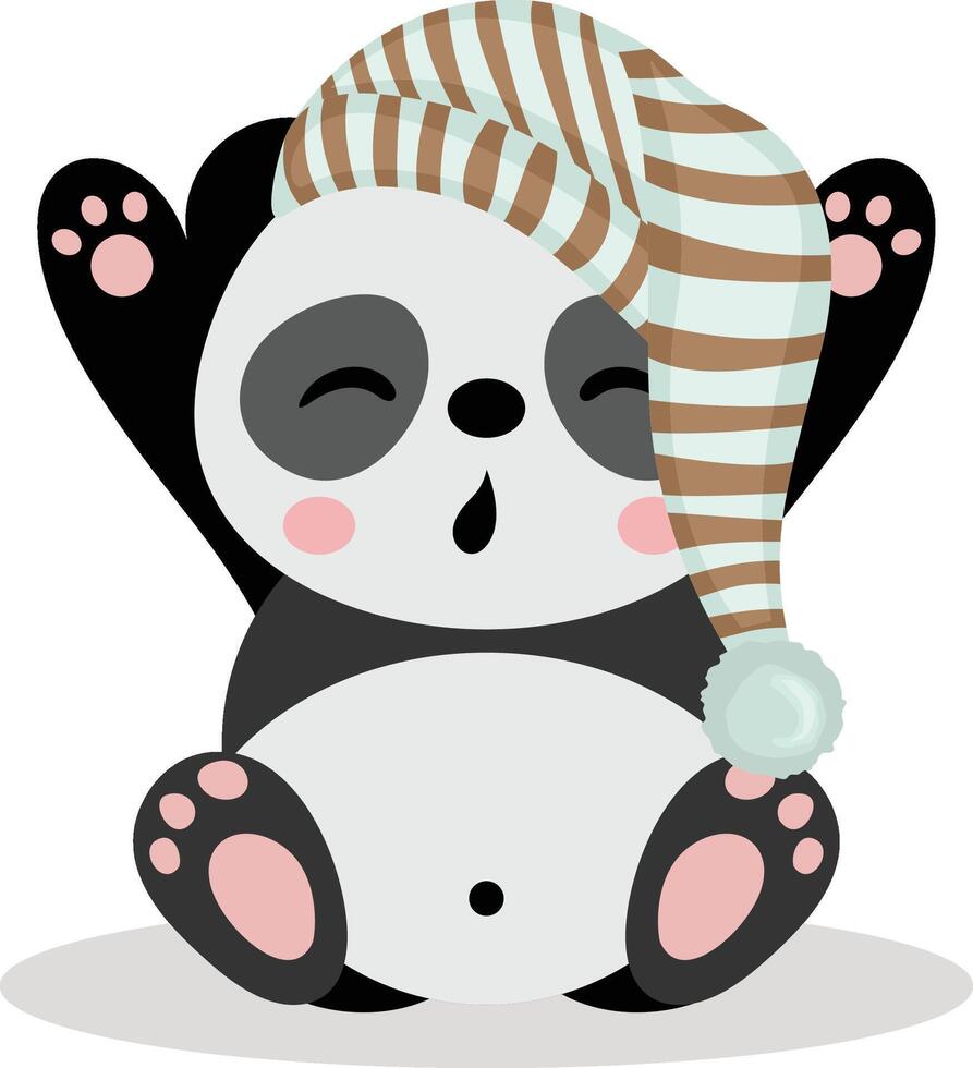 Funny panda wakes up and stretches vector