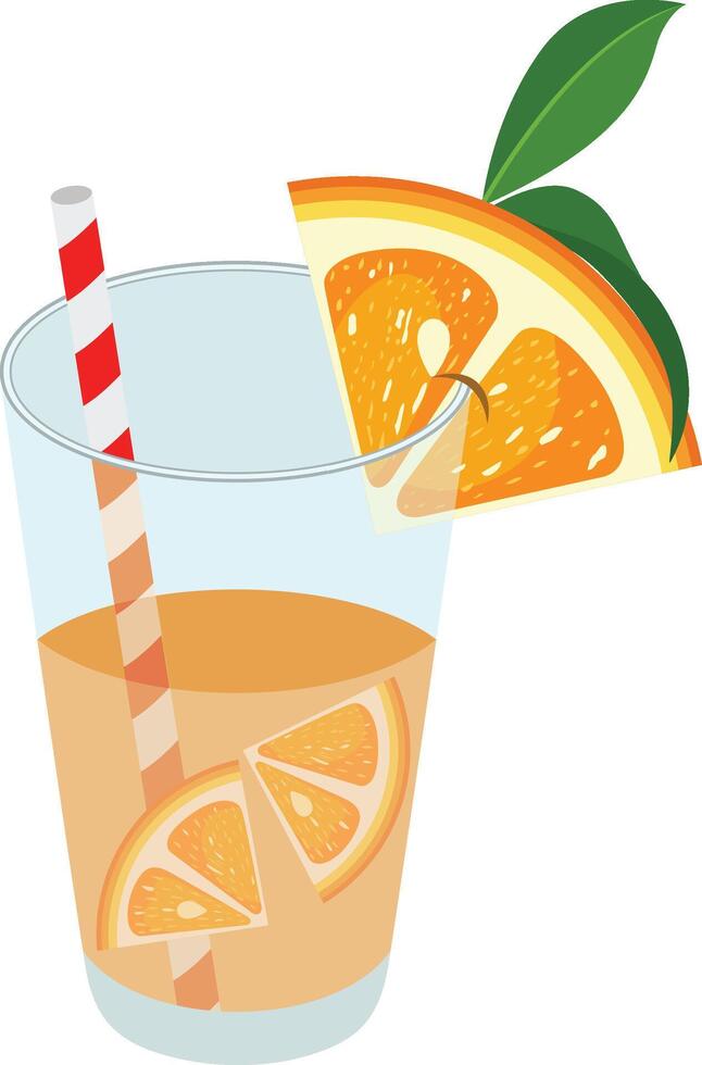 Glass of orange juice summer refreshment vector