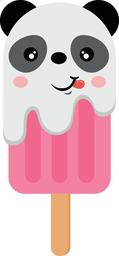 Funny panda ice cream on a stick vector
