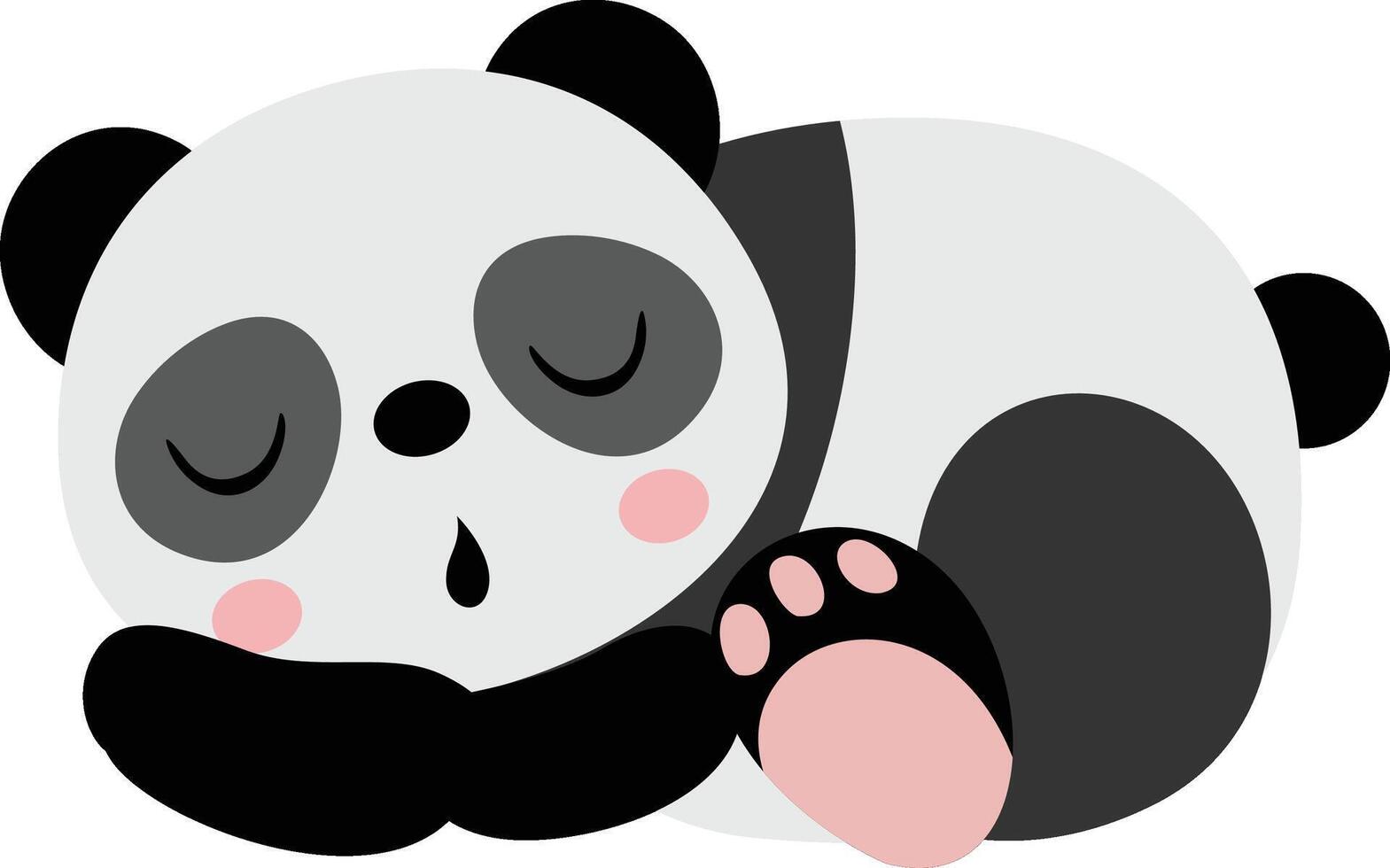 linda panda dormido aislado en blanco vector