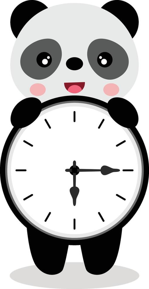 Cute panda with clock inside vector