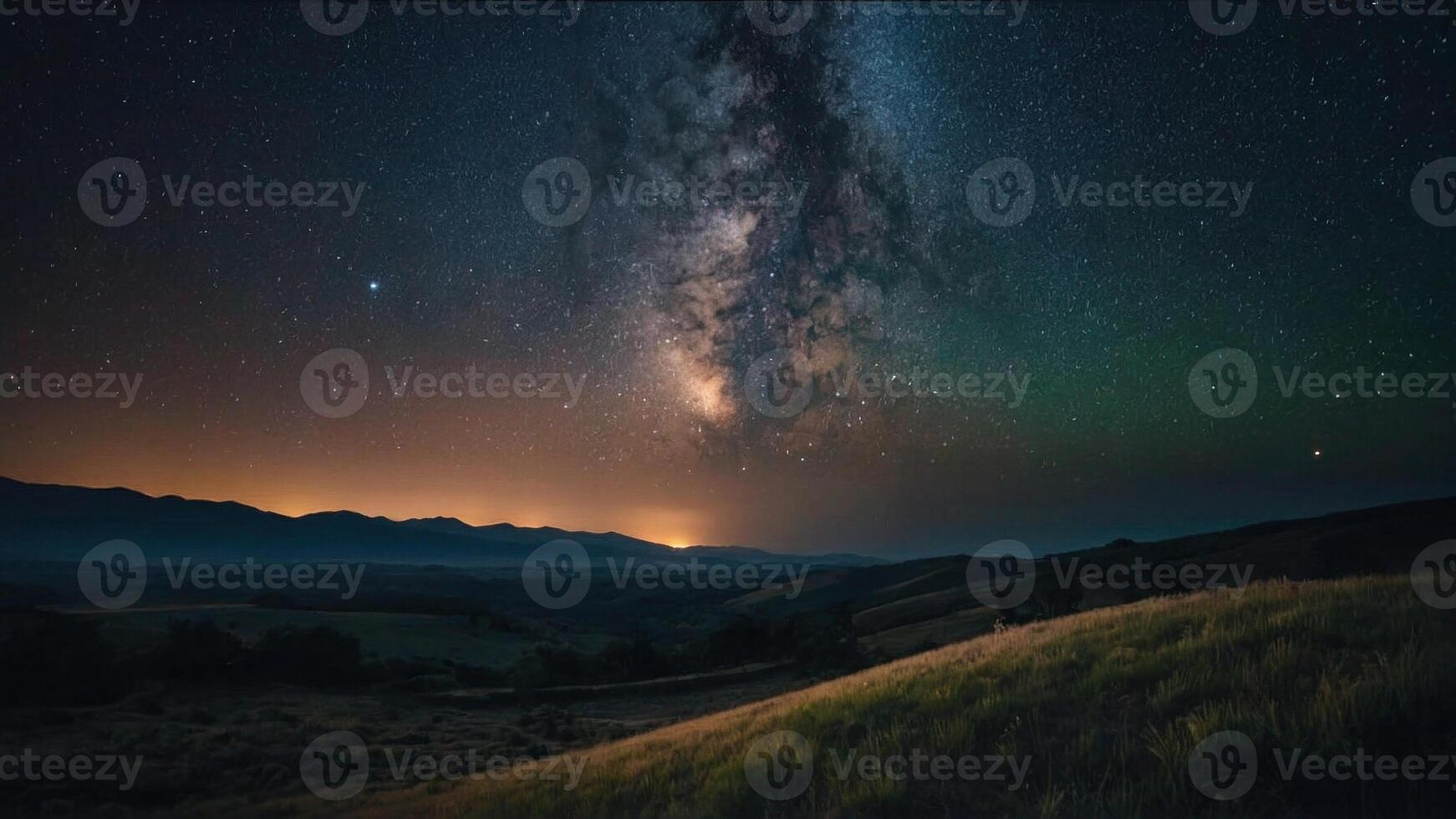 AI generated sparkling stars on a calm night photo