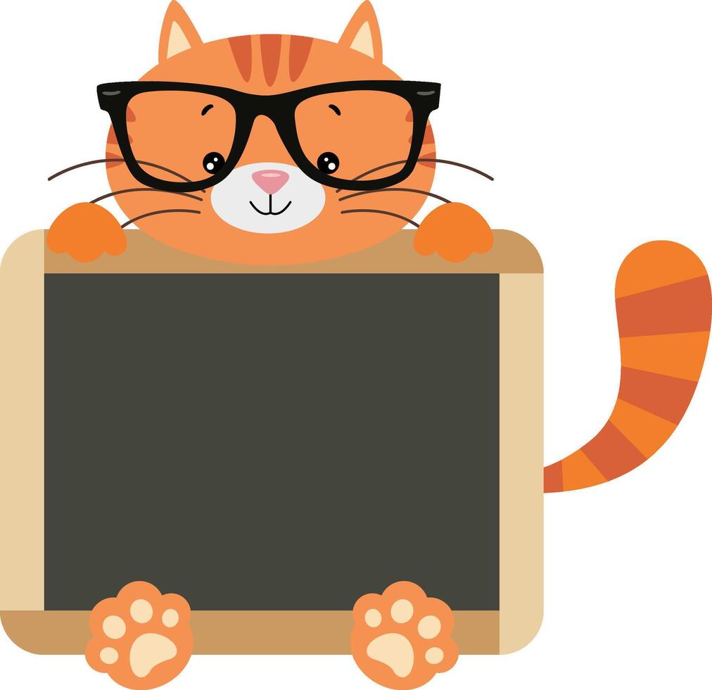 gato profesor con colegio pizarra vector