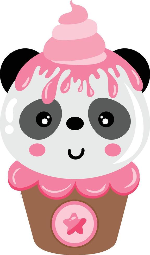 Sweet panda ice cream in paper round box vector