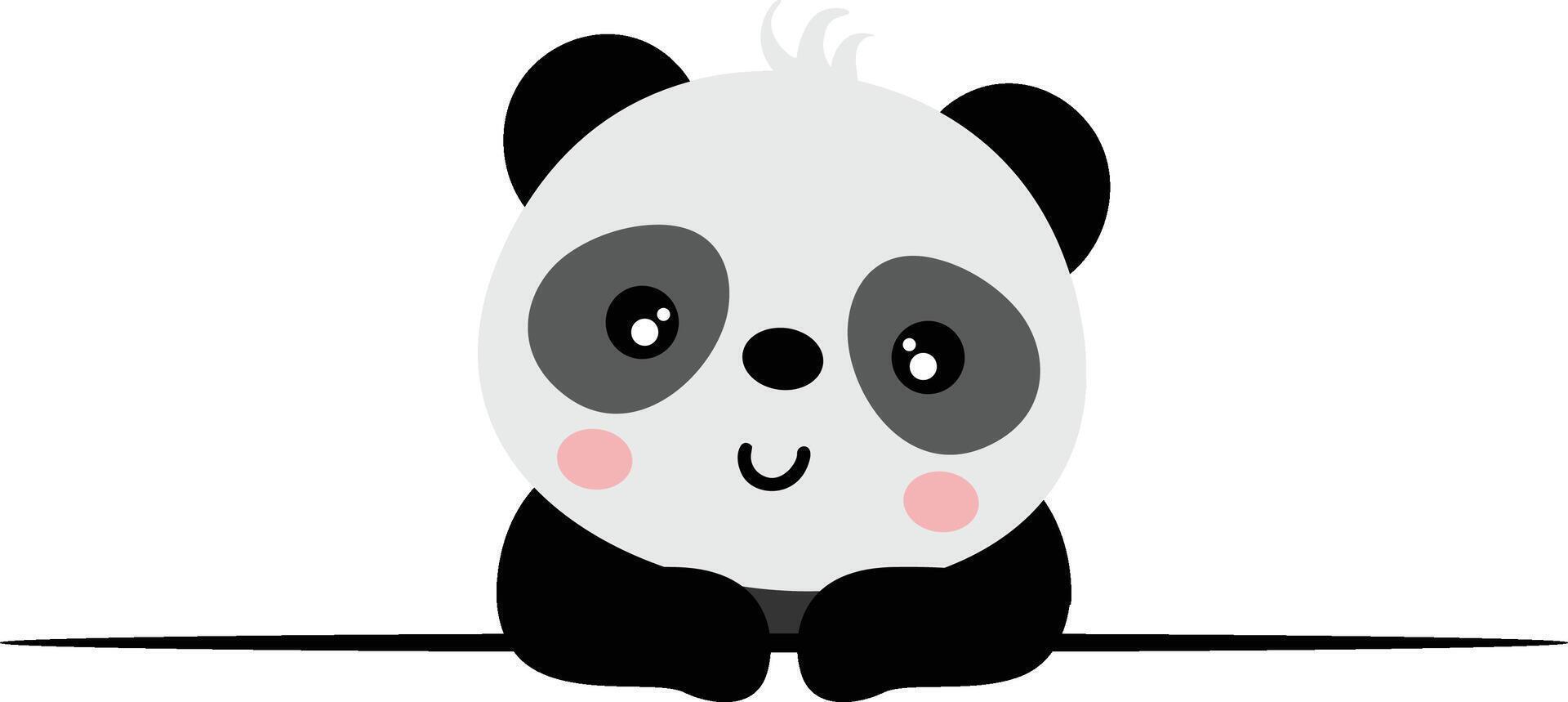 adorable panda echar un vistazo fuera desde detrás vector