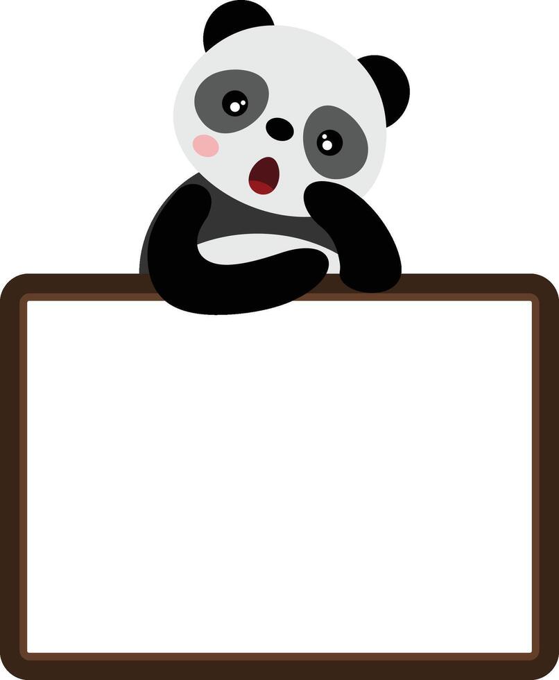 Surprise cute panda with blank frame vector