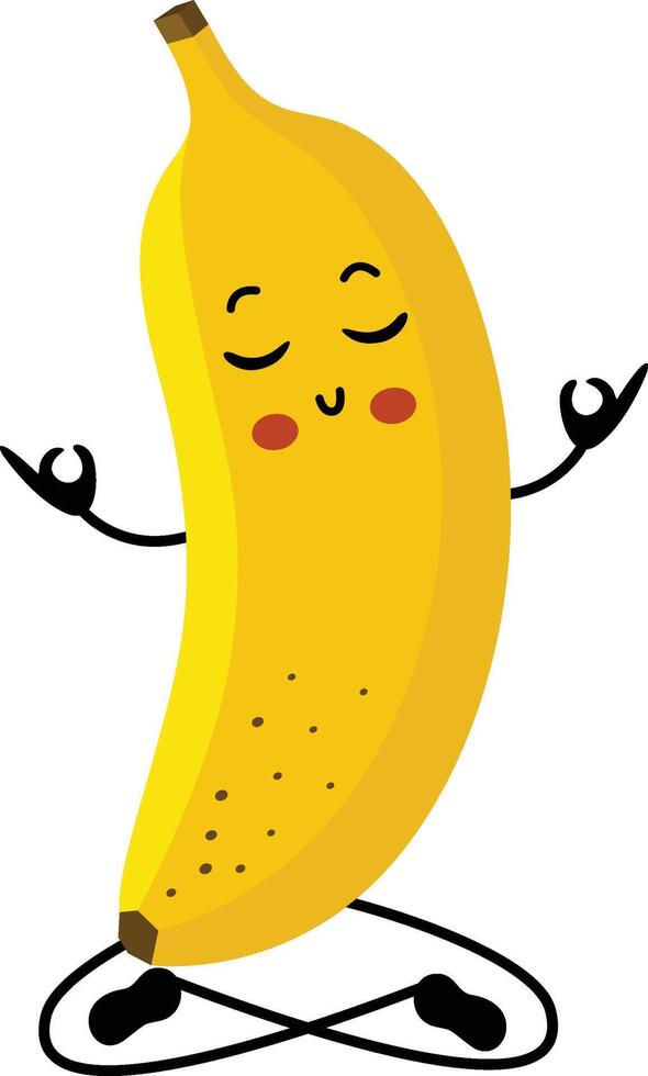 Cute banana mascot doing yoga meditation vector