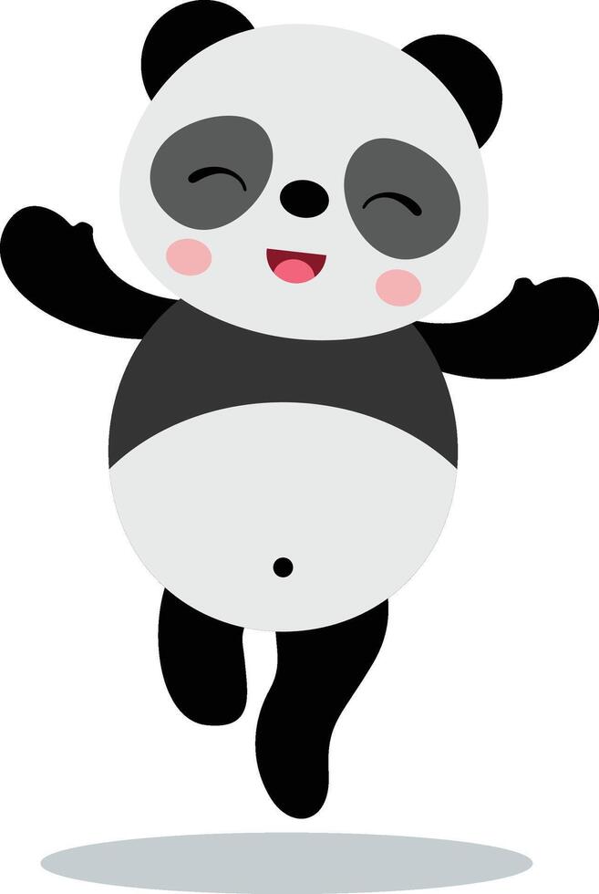 Cute panda laughing happy isolated on white vector