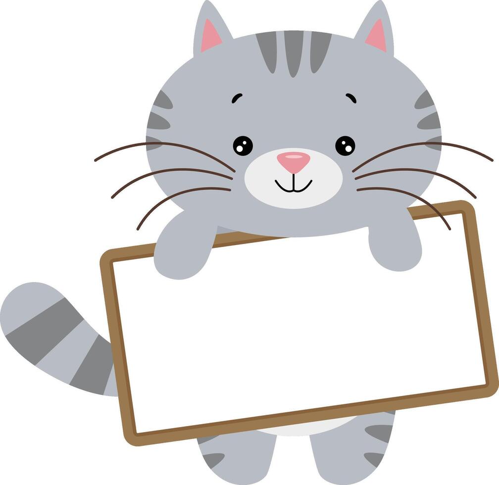 Cute cat with a blank signboard vector