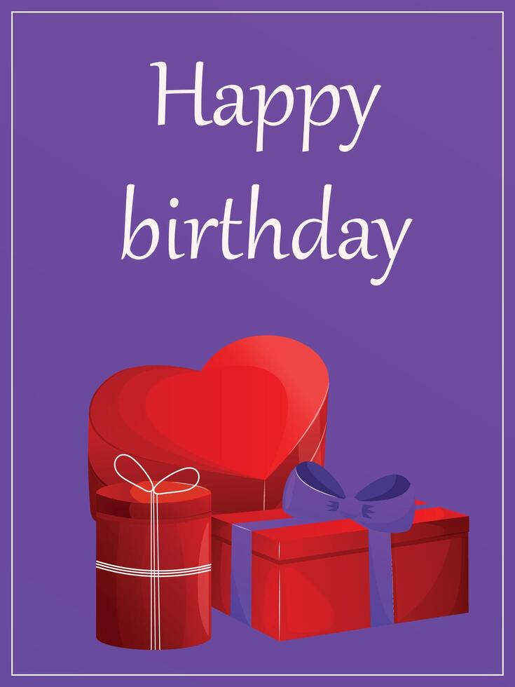 minimalism happy birthday card with gifts vector