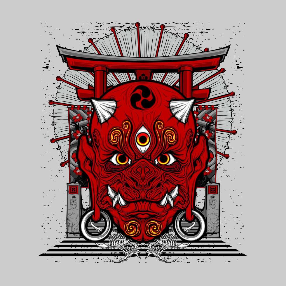 japanese oni mask vector
