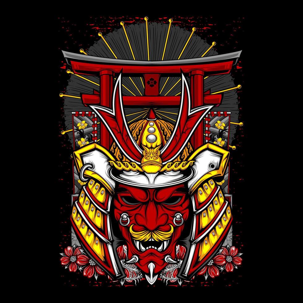 japanese oni mask vector