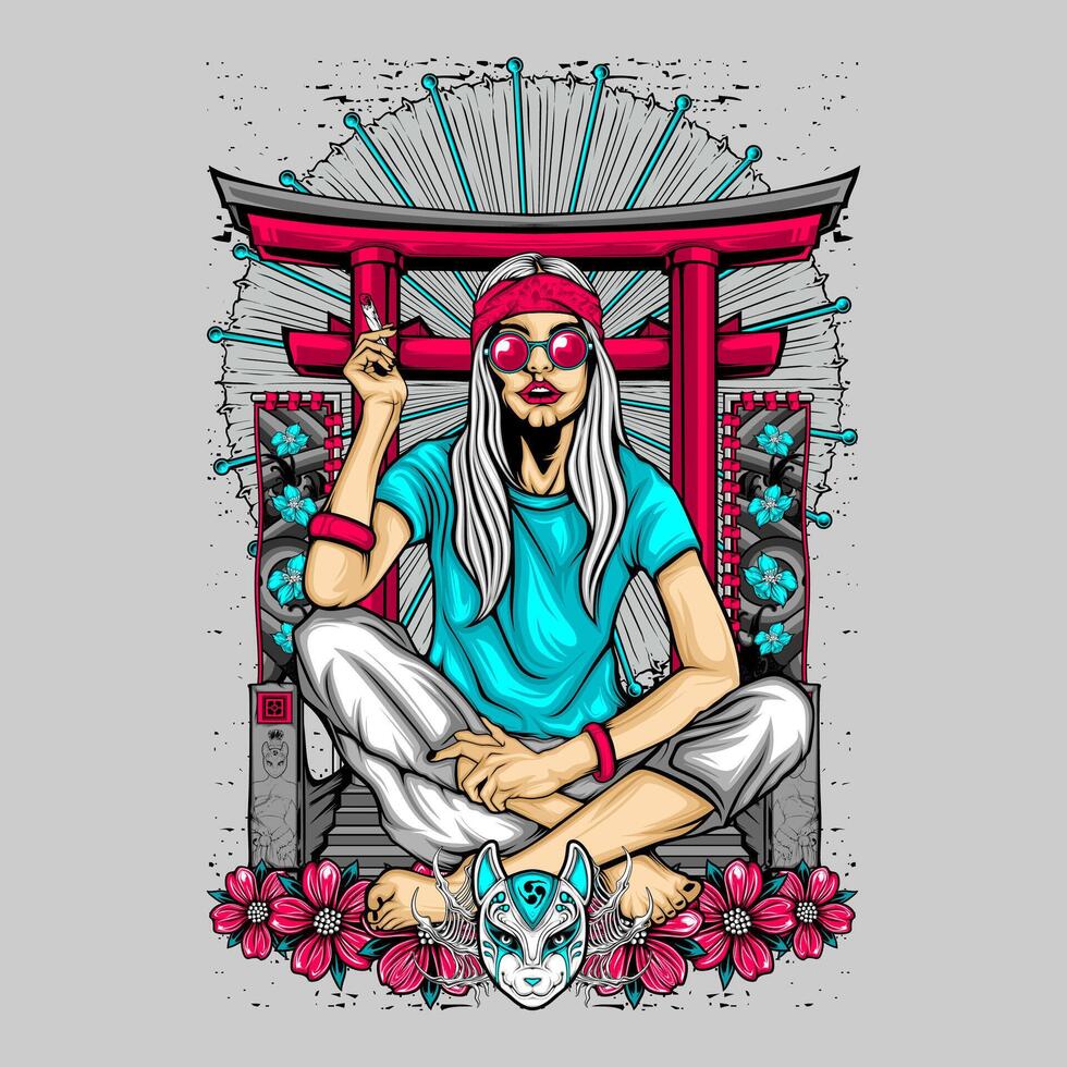 beautiful girl in action illustration vector