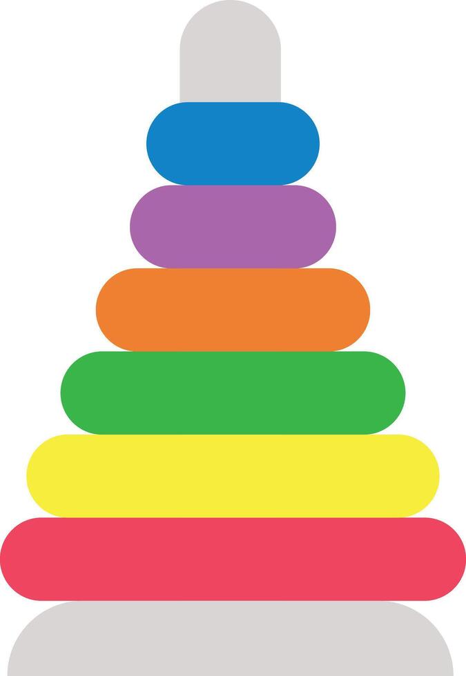 Assembled and disassembled colorful pyramid toy icon. The toy is a pyramid made of smooth plastic sign. Building stack up ring tower symbol. flat style. vector