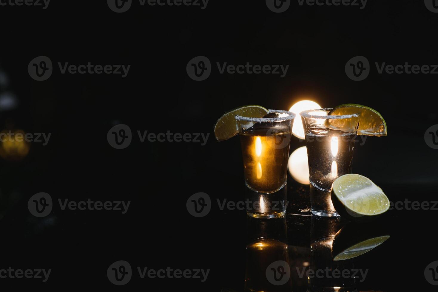 Tequila shot with lime . Selective focus photo