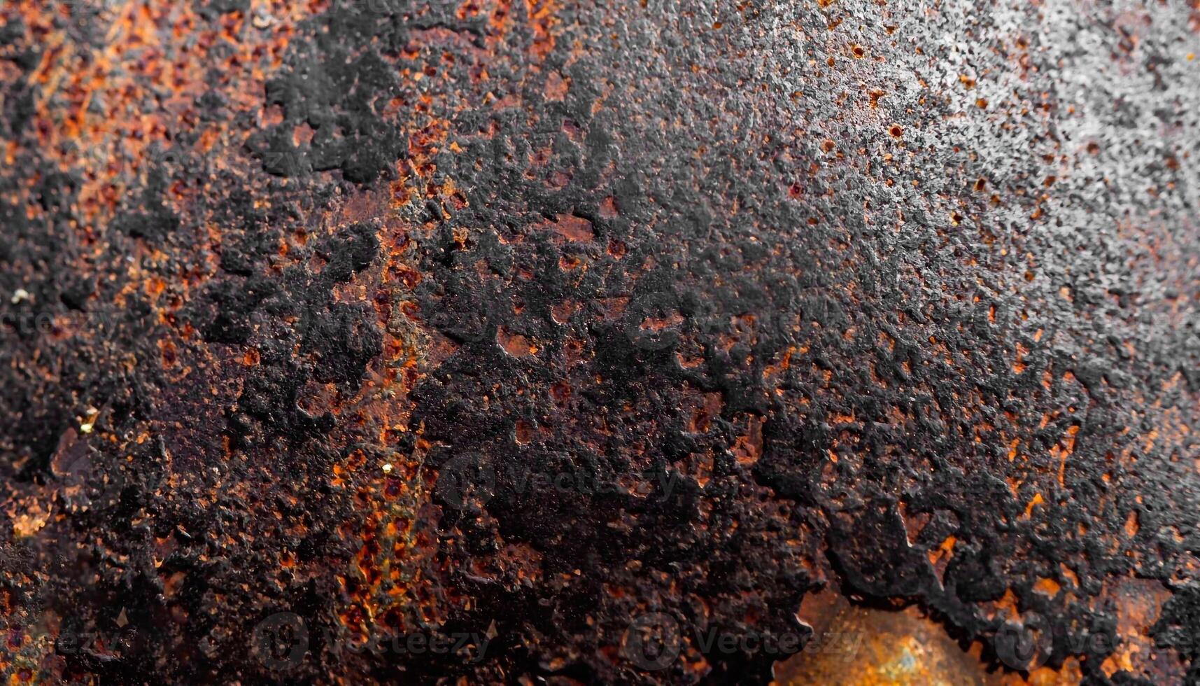 The photo of rusty black surface of metal plate with metal texture
