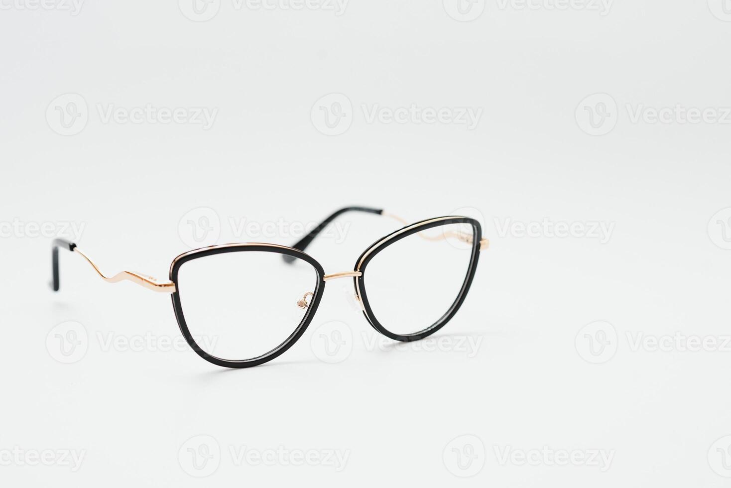 Glasses white background with a macro lens. photo