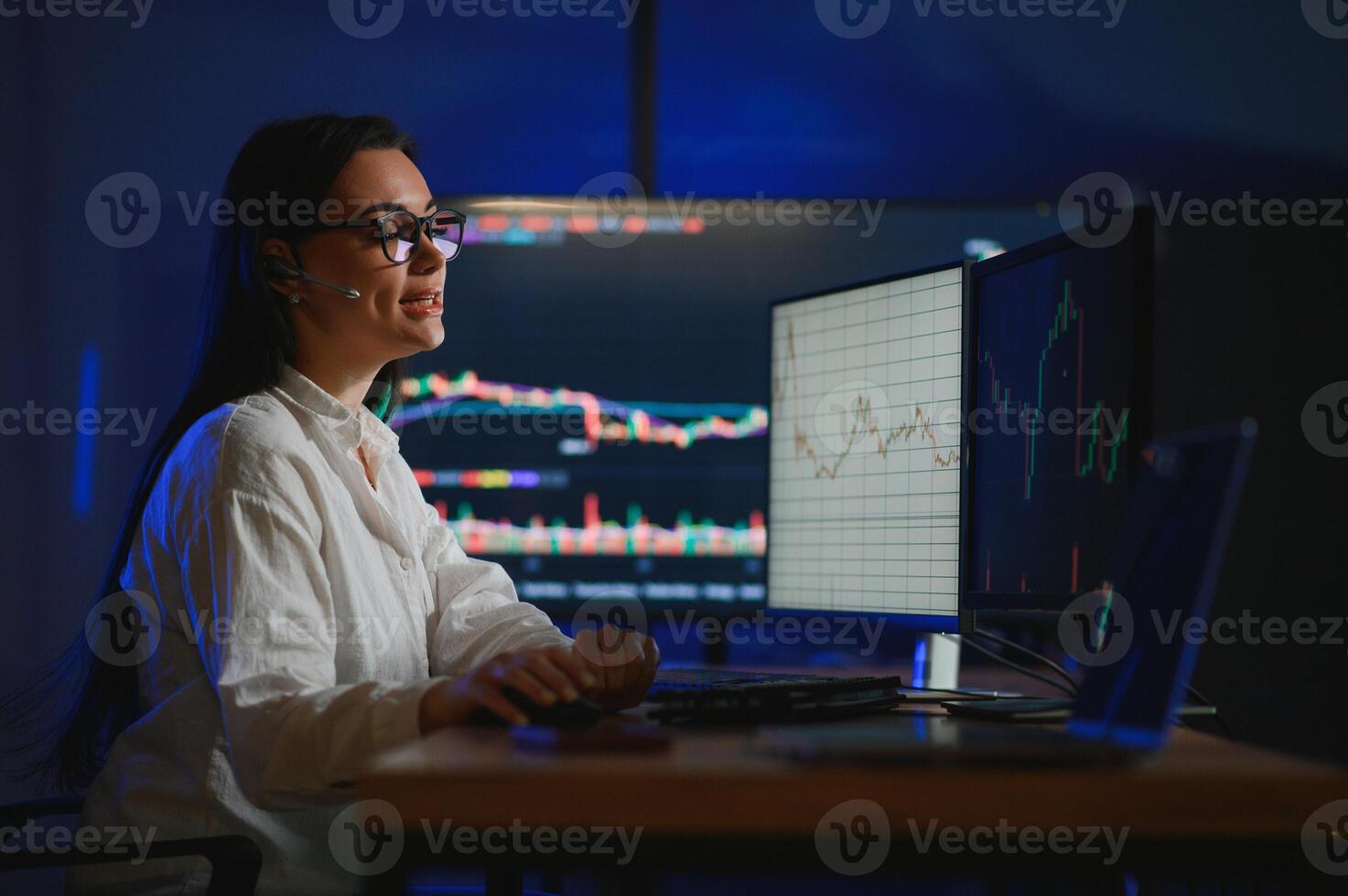 Successful smart woman investor and crypto trader photo