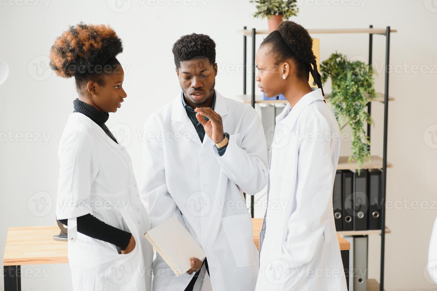 group of professionals medical workers working together. photo