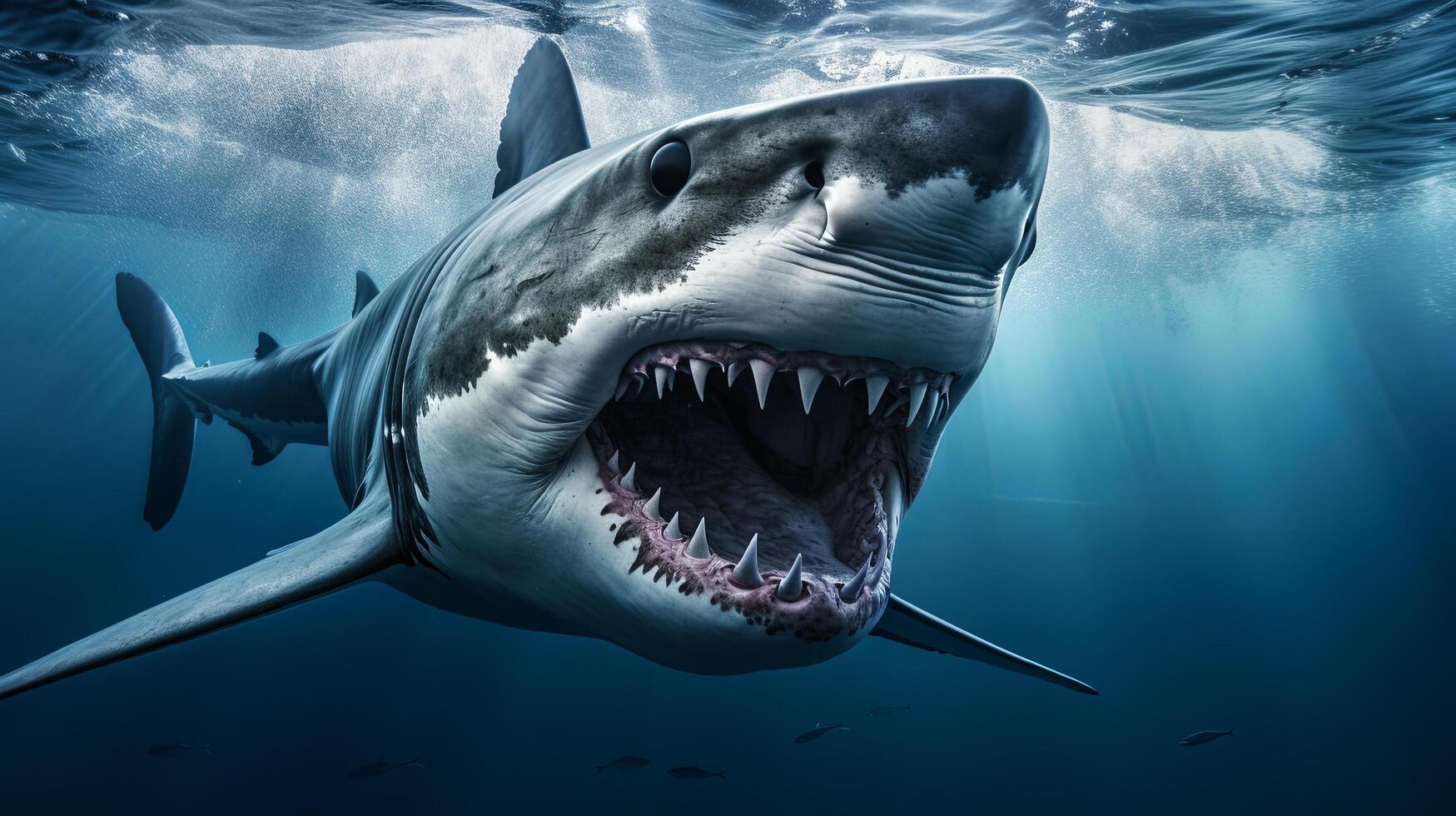 AI generated A Shark With Open Mouth in the Water photo