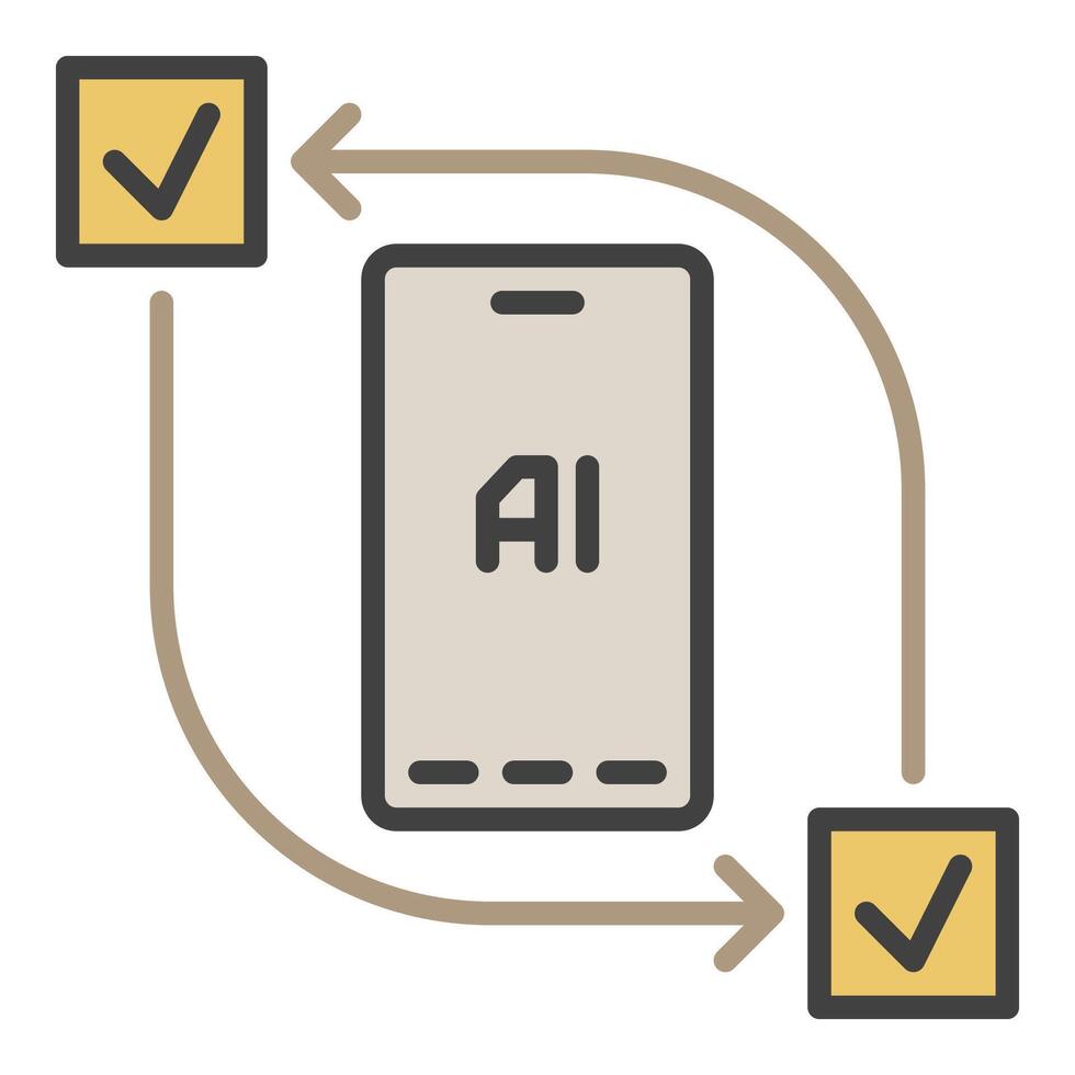 Smartphone with AI Technology vector Artificial Intelligence colored icon or design element