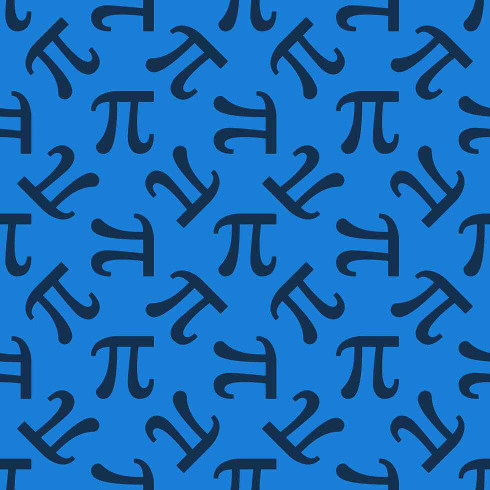 Pi symbol vector blue seamless pattern - Math concept background