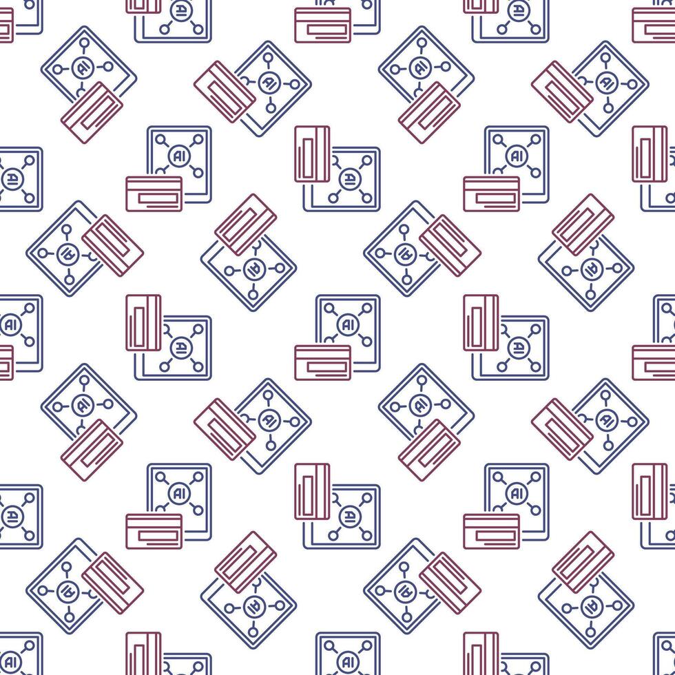 AI Payment with Smartphone vector AI seamless pattern in thin line style