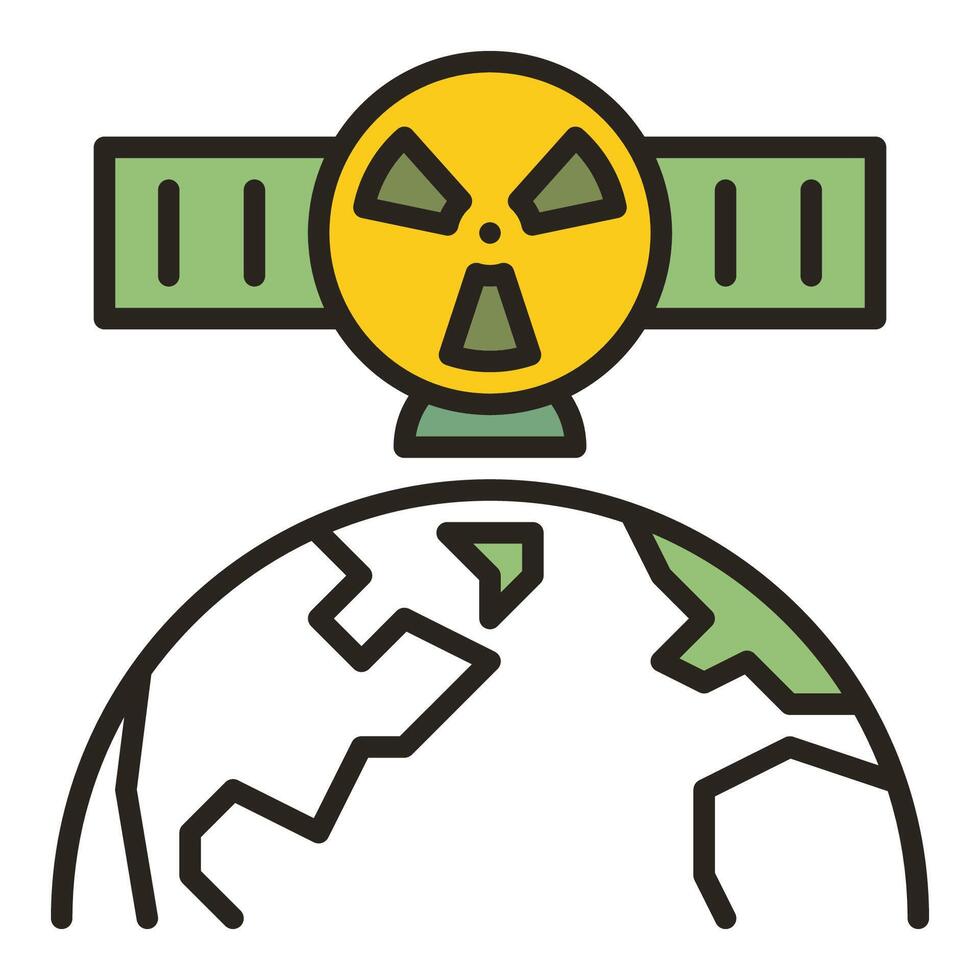 Satellite with Space Based Nuclear Weapon vector colored icon or symbol