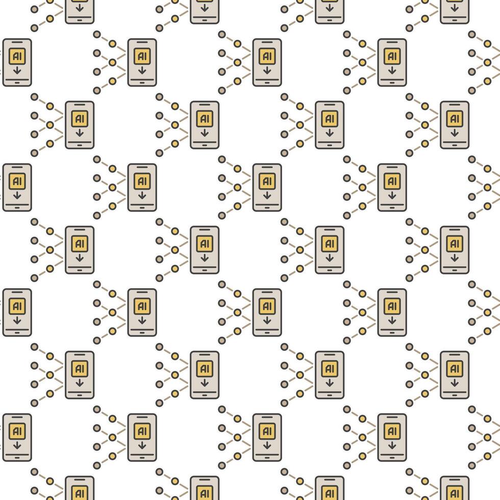 AI Artificial Intelligence in Smartphone vector Mobile Technology colored seamless pattern