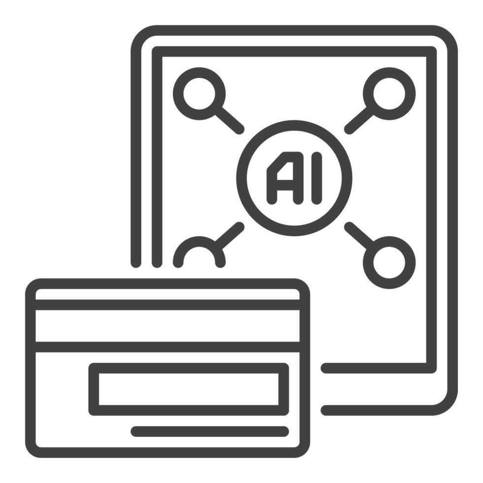 AI Payment with Smartphone vector AI icon or symbol in thin line style