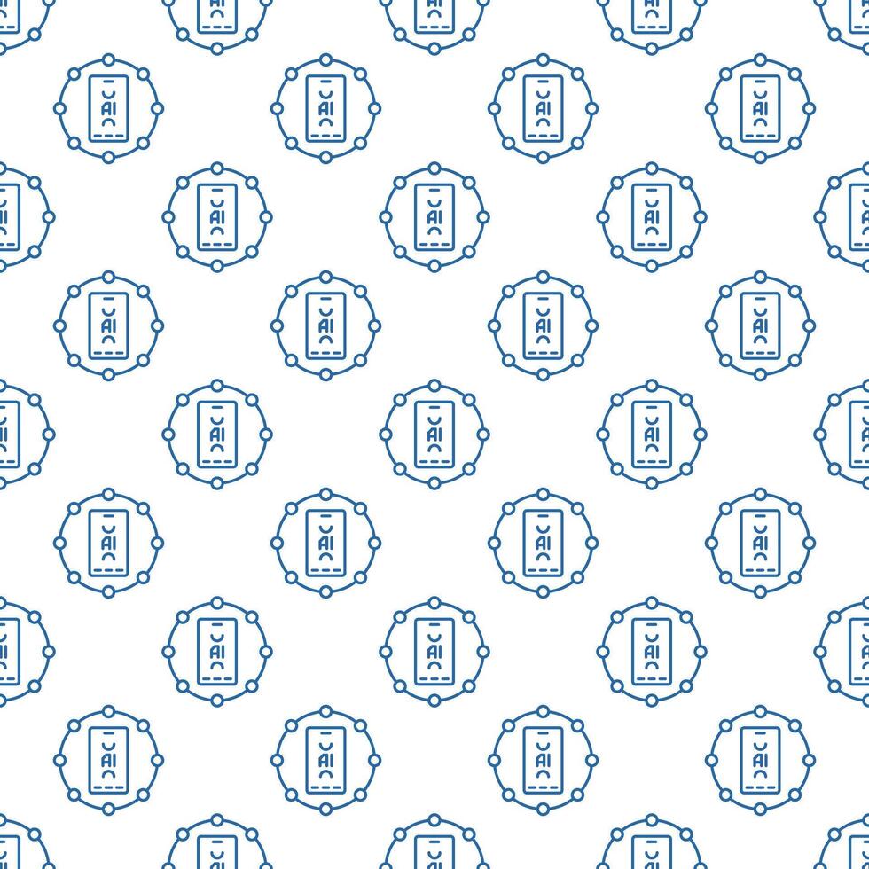 Circle with Artificial Intelligence Smartphone vector AI seamless pattern in thin line style