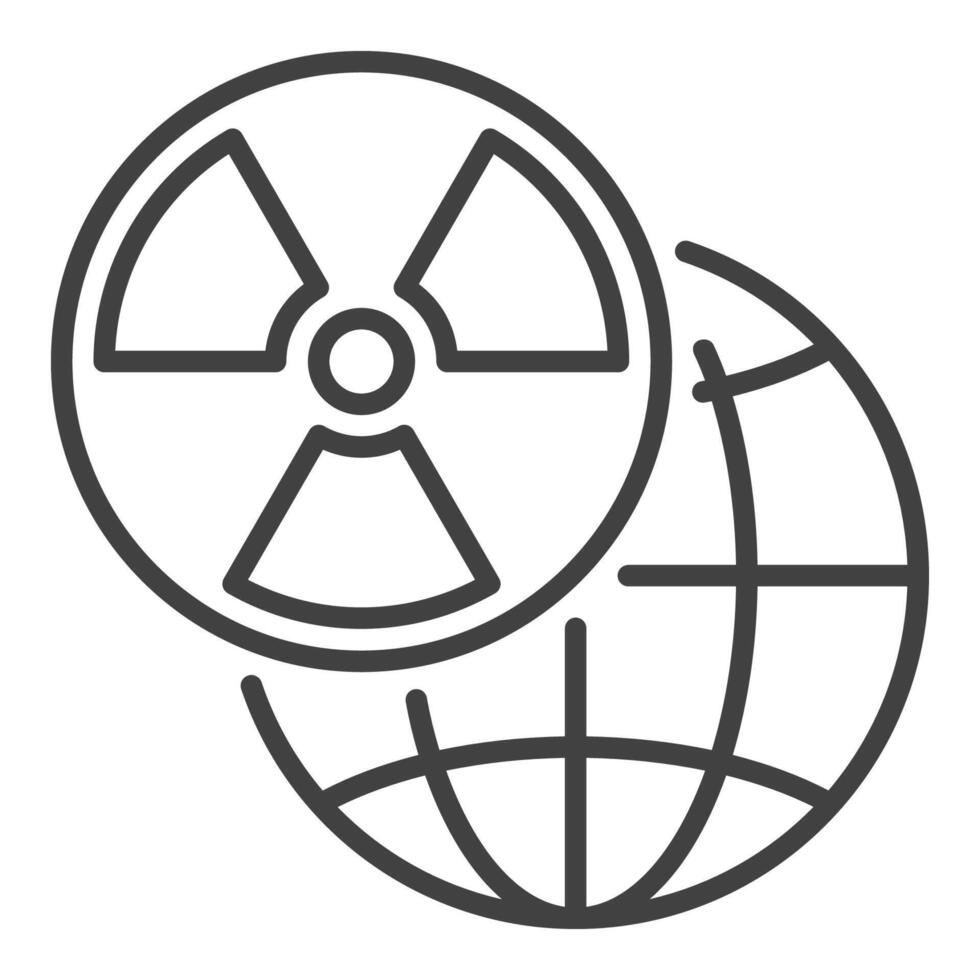 Earth Planet with Radiation sign vector icon or symbol in outline style