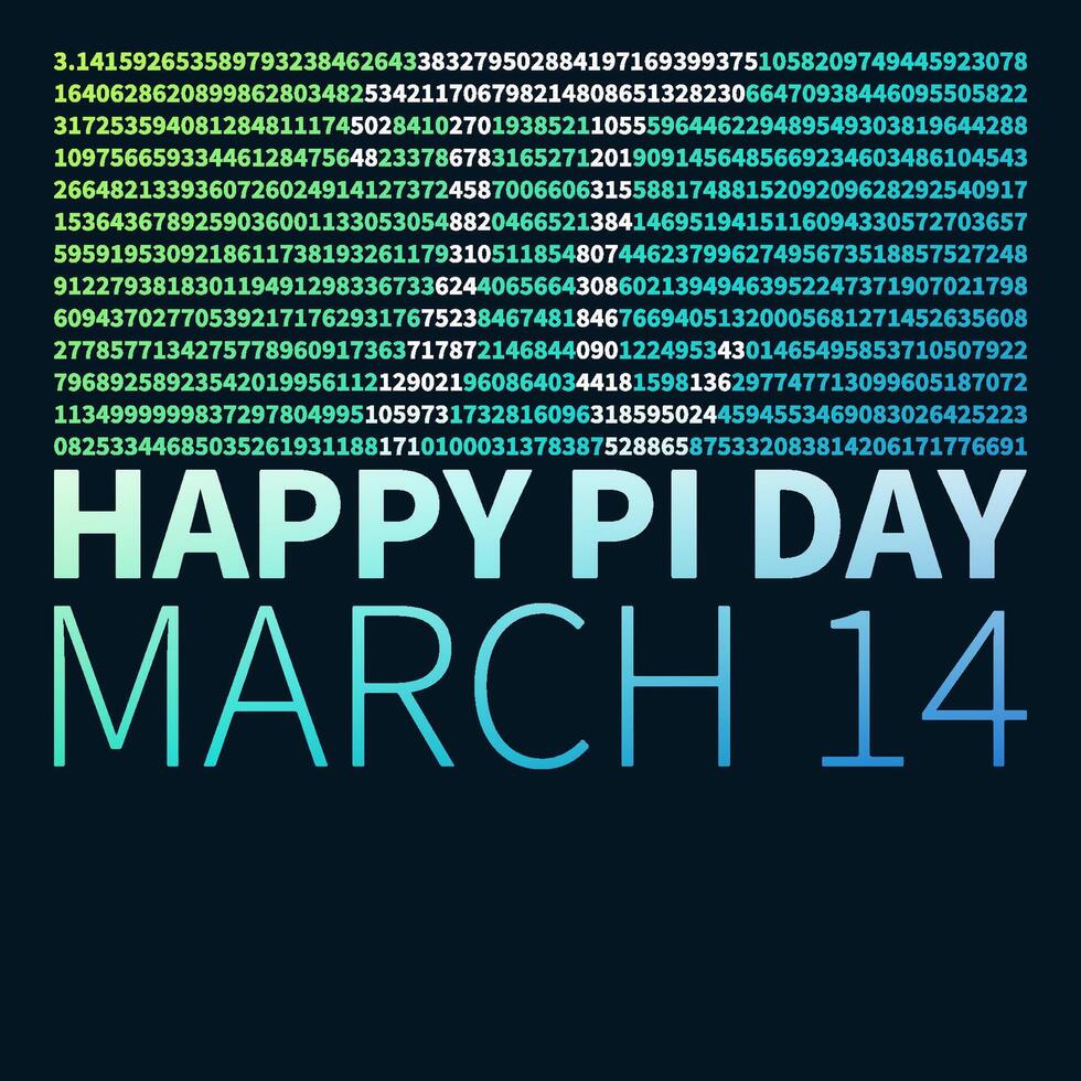 Pi Numbers Maths illustration - 3.14 Happy PI Day modern vector creative banner