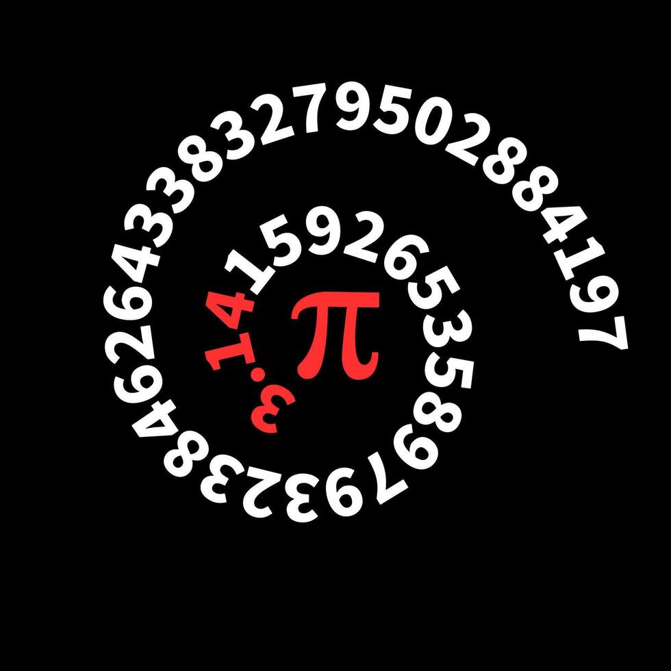 Pi espiral vector matemático constante ilustración - matemáticas 3,14 número oscuro antecedentes