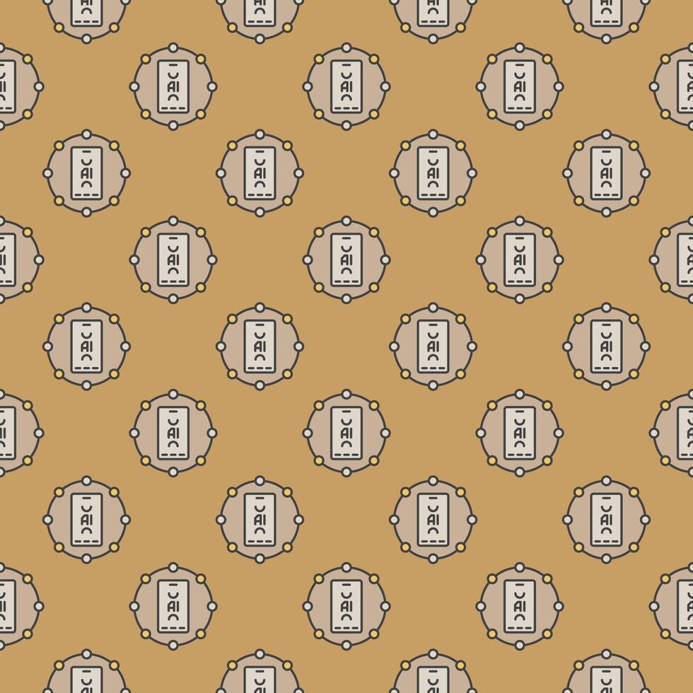 Artificial Intelligence Smartphone inside Circle vector AI colored seamless pattern